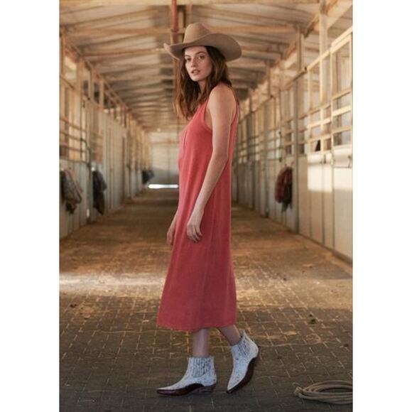 NWT The Great in Cardi Pink Sleeveless The Snap Tank Maxi Dress Womens Small - Picture 1 of 9